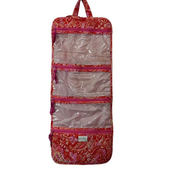Vera Bradley Cosmetic Toiletries Hanging Travel Organizer Paprika Paisley Pink - Picture 3 of 8